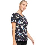 *FINAL SALE TF671 MKUE - Cherokee Licensed Tooniforms V-Neck Top in Hello Sunshine