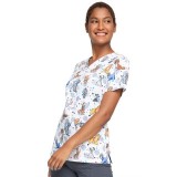 *FINAL SALE TF738 LACD - Cherokee Licensed Tooniforms V-Neck Top in Cats And Dogs