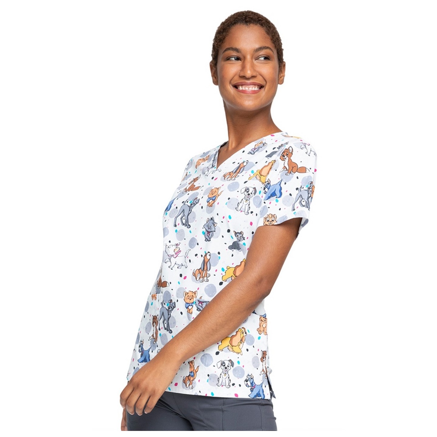 *VENTE FINALE TF738 LACD - Haut à col en V Tooniforms sous licence Cherokee en Cats And Dogs