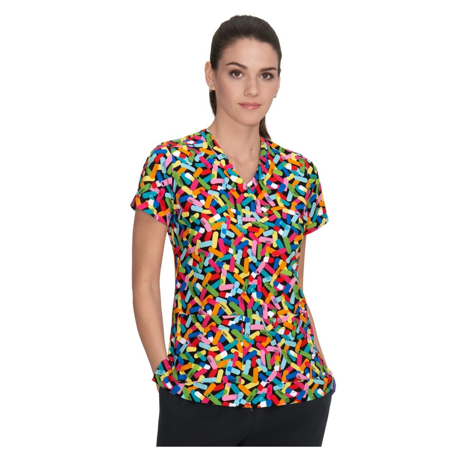 F100PR French Bull by Koi Modern Classic Lulu Print Top - Pills