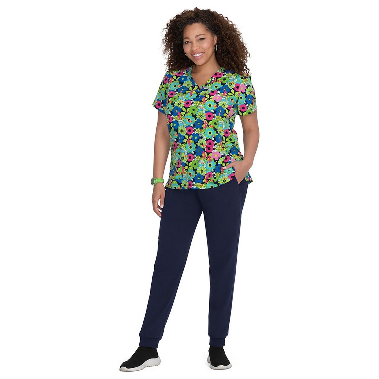 F100PR French Bull by Koi Modern Classic Lulu Print Top - Sea Horse