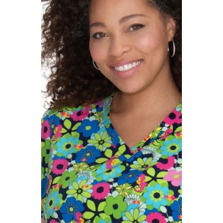 F100PR French Bull by Koi Modern Classic Lulu Print Top - Sea Horse