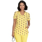 F101PR French Bull by koi Doll V-Neck Print Scrub Top - Frenchie