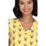 F101PR French Bull by koi Doll V-Neck Print Scrub Top - Frenchie