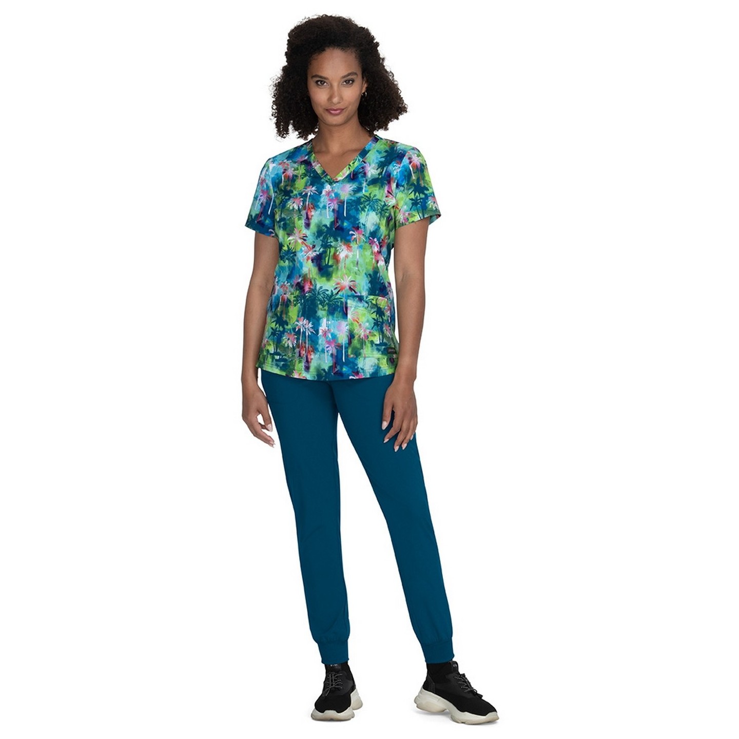 1079PR Planet koi Isla Print Top - Palm Oasis