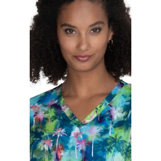 1079PR Planet koi Isla Print Top - Palm Oasis