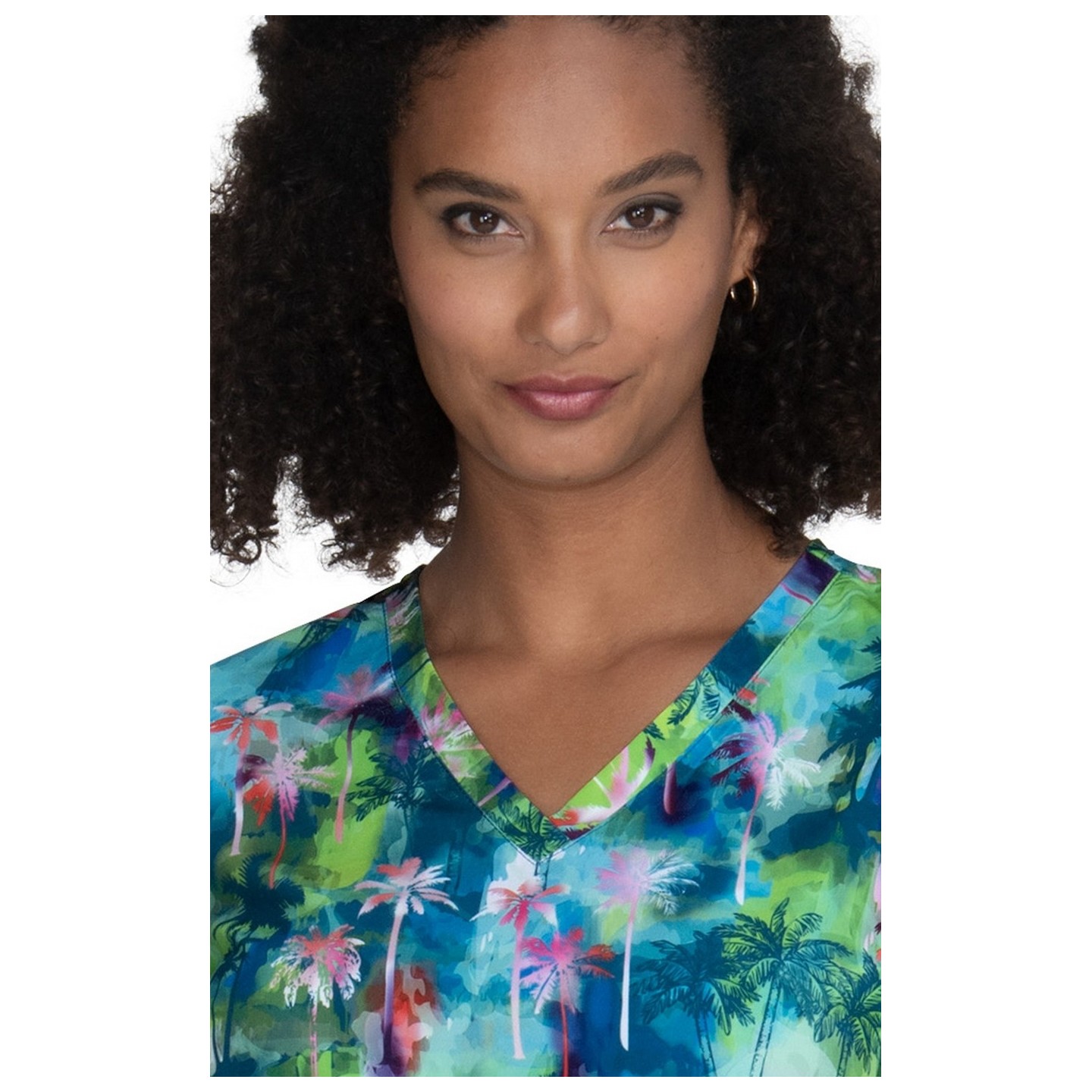 1079PR Planet koi Isla Print Top - Palm Oasis