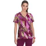 1084PR koi Stretch Leia Print Scrub Top - Patched with Love
