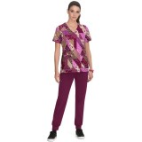 1084PR koi Stretch Leia Print Scrub Top - Patched with Love