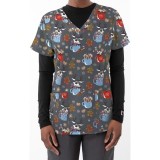 *FINAL SALE 1566GR – WARM WISHES & COOKIE DREAMS Print Scrub Top  by Greentown