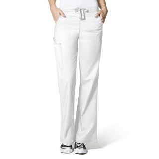 5308 WonderFlex Grace Flare Leg Cargo Scrub Pants - True White