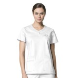 6208 WonderFlex Patience Curved Notch Neck Scrub Tops - True White