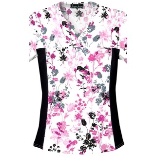 *FINAL SALE XS  V-Neck Knit Panel Top in Yorkshire Garden - Cherokee Flexibles