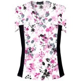 *FINAL SALE XS  V-Neck Knit Panel Top in Yorkshire Garden - Cherokee Flexibles