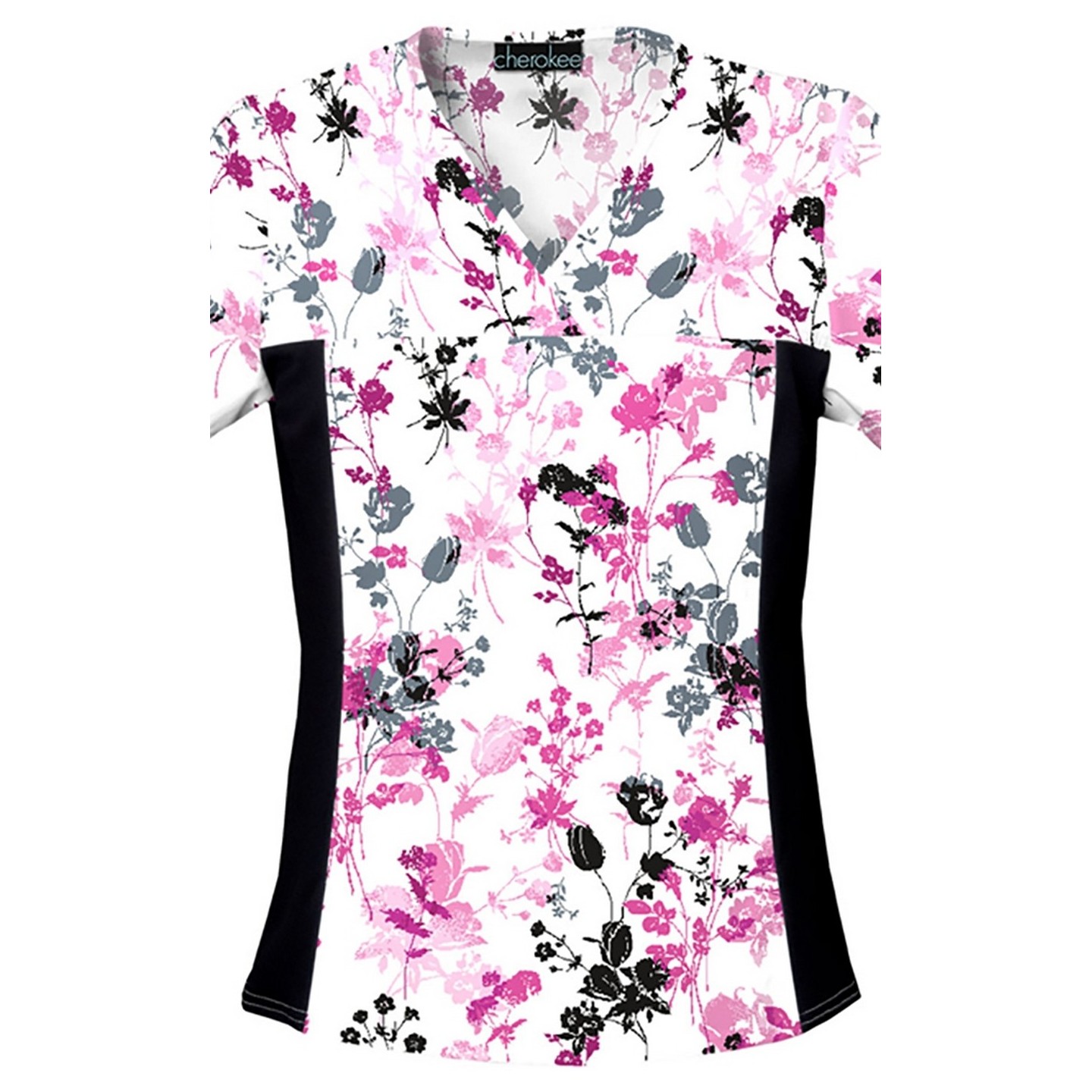 *FINAL SALE XS  V-Neck Knit Panel Top in Yorkshire Garden - Cherokee Flexibles