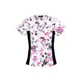 *FINAL SALE XS  V-Neck Knit Panel Top in Yorkshire Garden - Cherokee Flexibles