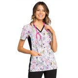 *FINAL SALE V-Neck Knit Panel Top in Owl Be In The Garden - Cherokee iFlex