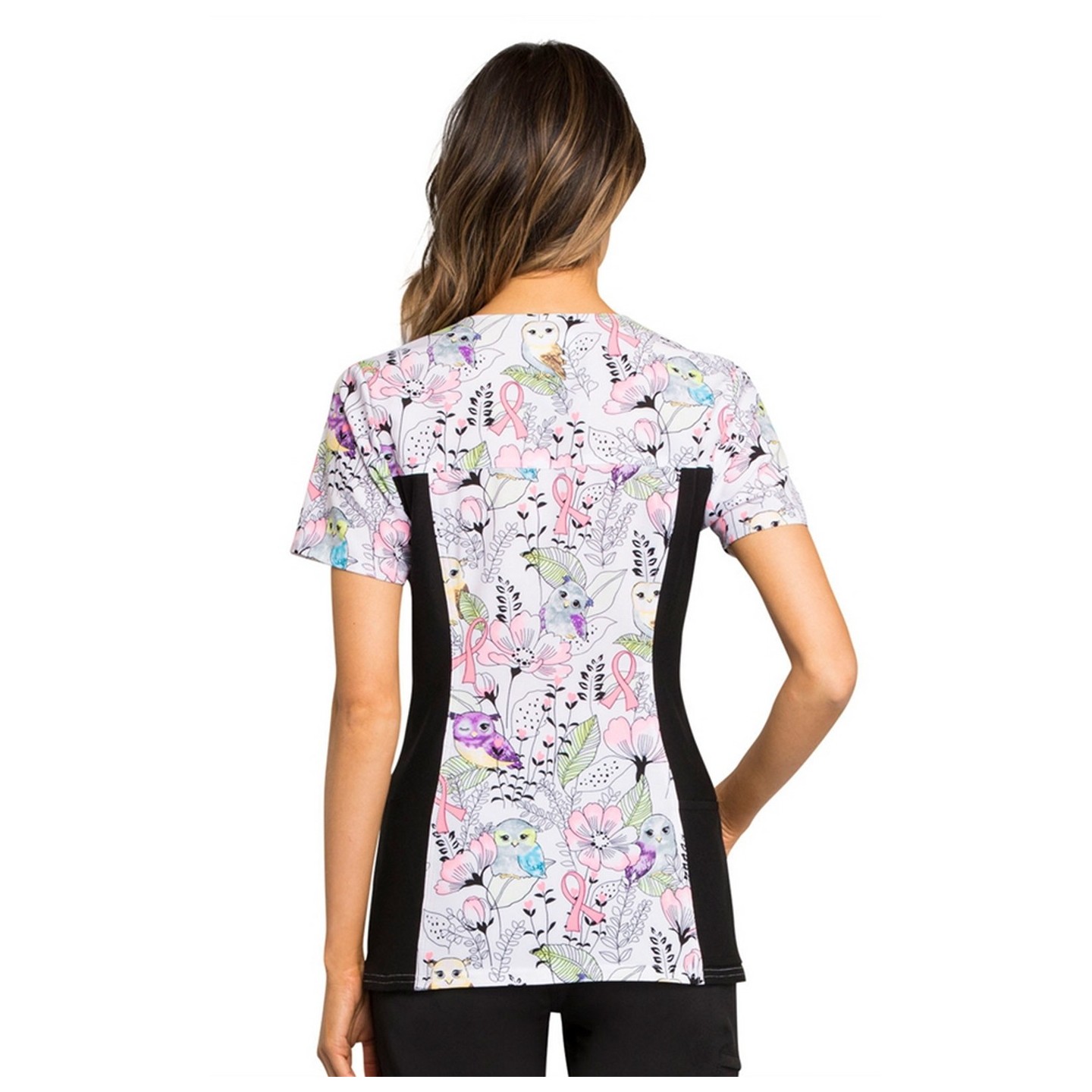 *FINAL SALE V-Neck Knit Panel Top in Owl Be In The Garden - Cherokee iFlex
