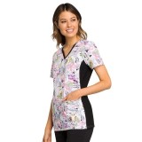 *FINAL SALE V-Neck Knit Panel Top in Owl Be In The Garden - Cherokee iFlex