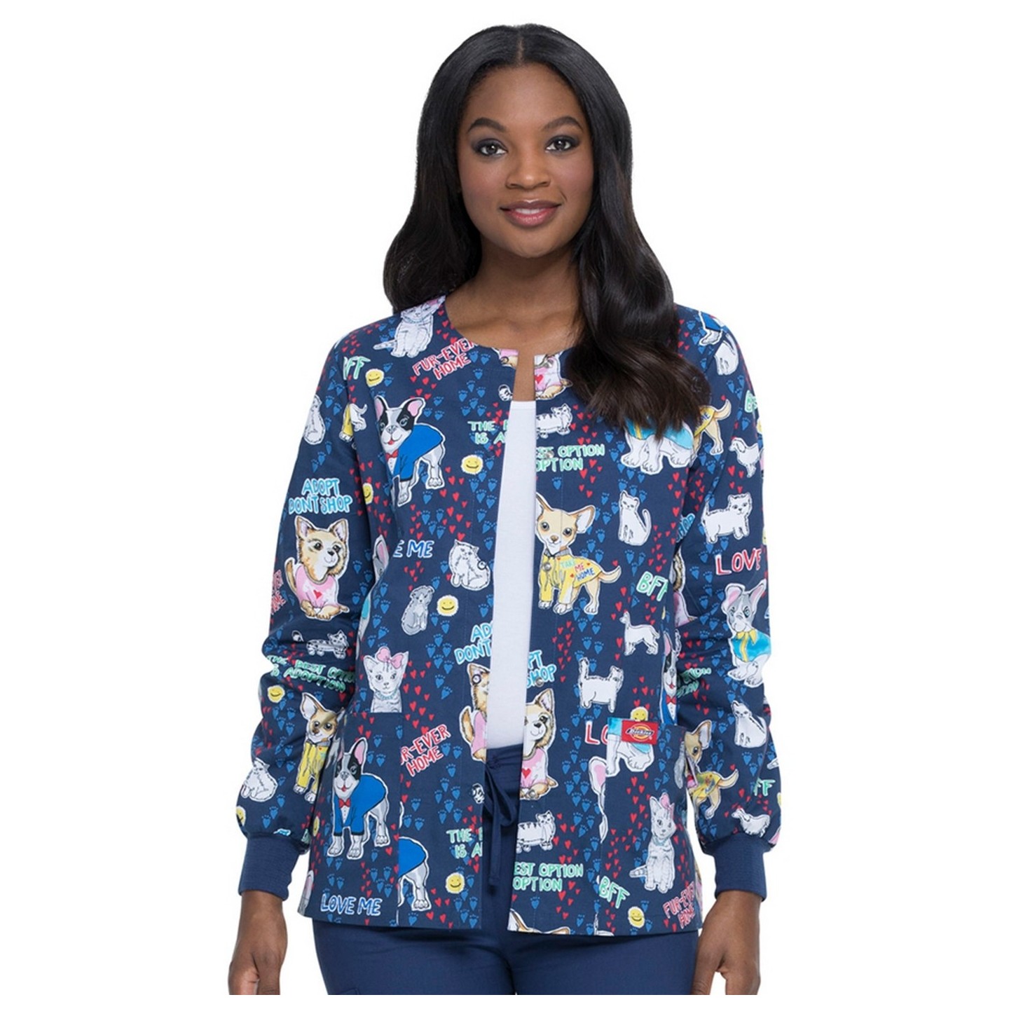 *VENTE FINALE Veste d'échauffement à boutons-pression sur le devant en Adopt Don't Shop - Dickies Prints