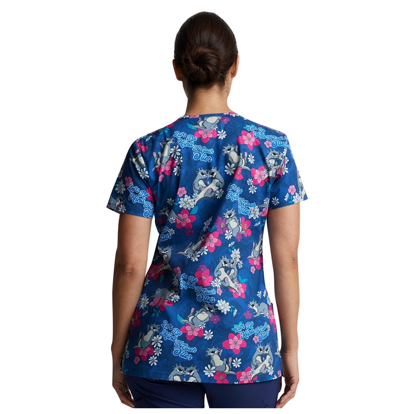 *FINAL SALE V-Neck Top in Be Kind To Each Otter - Dickies Prints - Bi-stretch