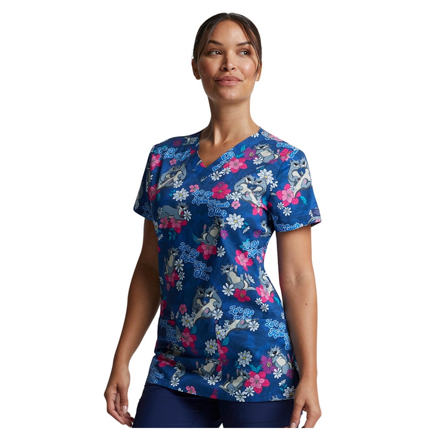 *VENTE FINALE Haut à col en V Be Kind To Each Otter - Dickies Prints - Bi-stretch