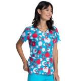 *FINAL SALE V-Neck Print Top in Spotting Trouble -  Cherokee Tooniforms