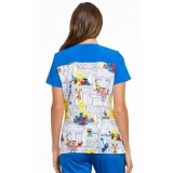 *FINAL SALE V-Neck Print Top in In My Neighborhood - Cherokee Tooniforms