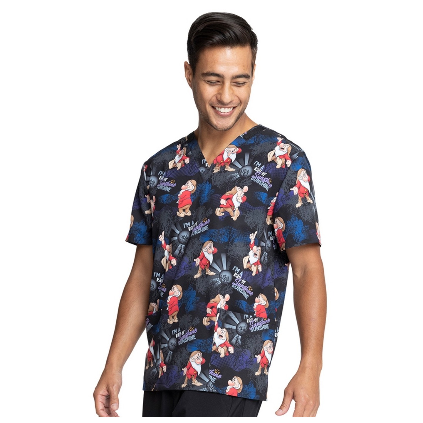 *FINAL SALE Unisex V-Neck Print Top in Ray Of Sunshine - Cherokee Tooniforms