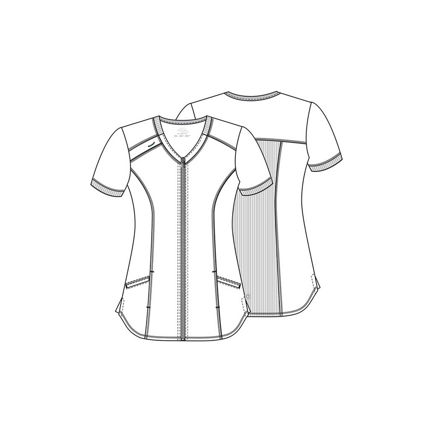 Top col V avec fermeture éclair sur le devant - Cherokee Infinity - Antimicrobien