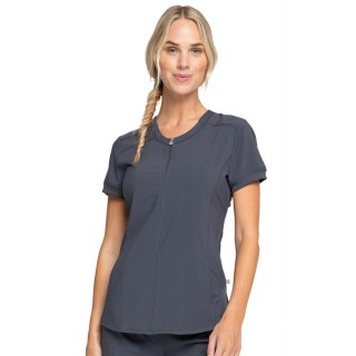 Zip Front V-Neck Top - Cherokee Infinity - Antimicrobial