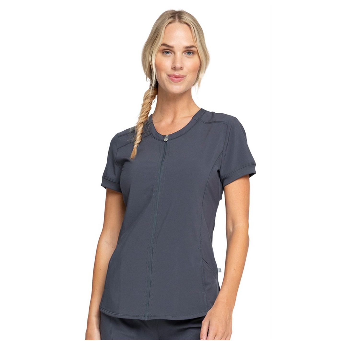 Zip Front V-Neck Top - Cherokee Infinity - Antimicrobial