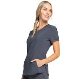 Zip Front V-Neck Top - Cherokee Infinity - Antimicrobial
