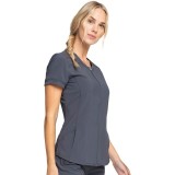 Zip Front V-Neck Top - Cherokee Infinity - Antimicrobial