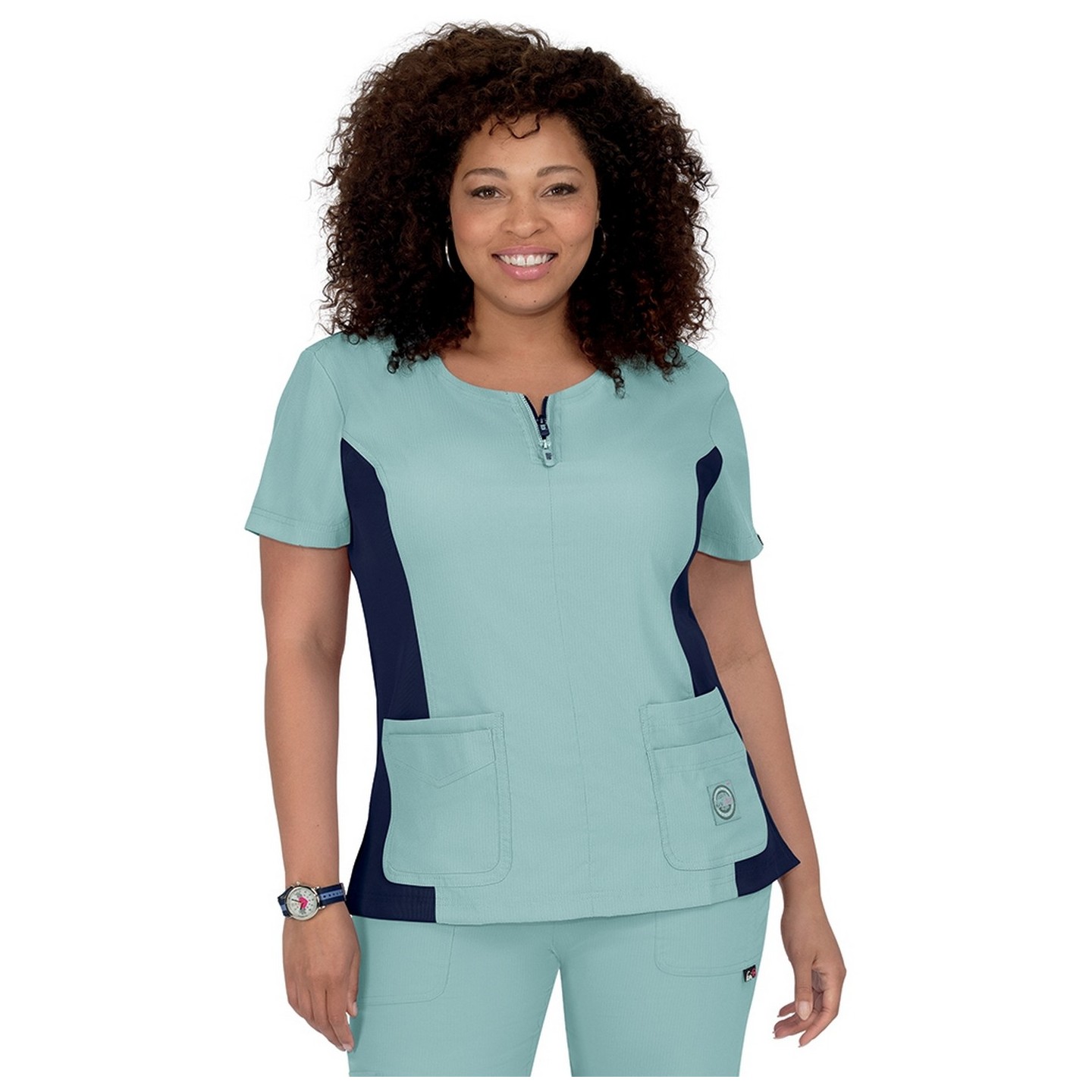 317 Koi Lite ™ Scrubs Serenity Double Zipper Top