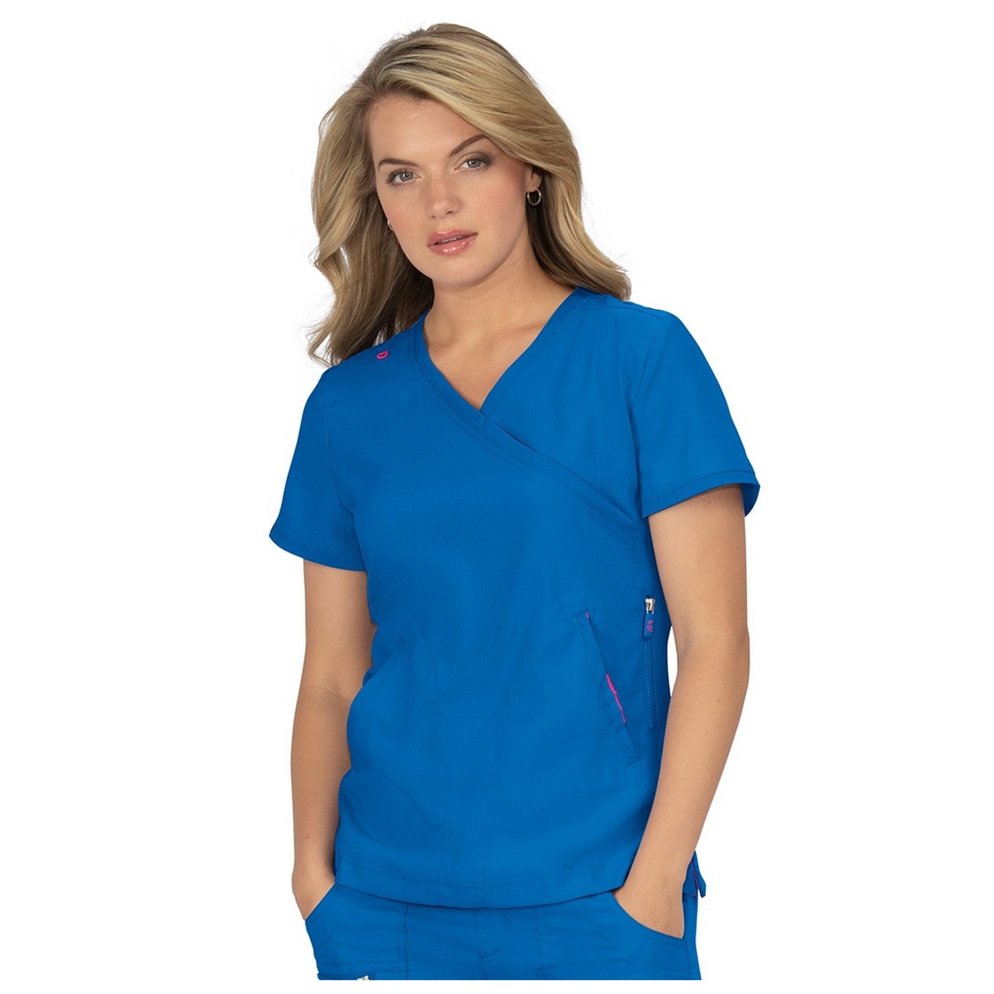 *VENTE FINALE 4XL 316 Koi Lite ™ Haut d’uniformes Philosophie Mock Wrap avec fermeture éclaire sur les  côtés