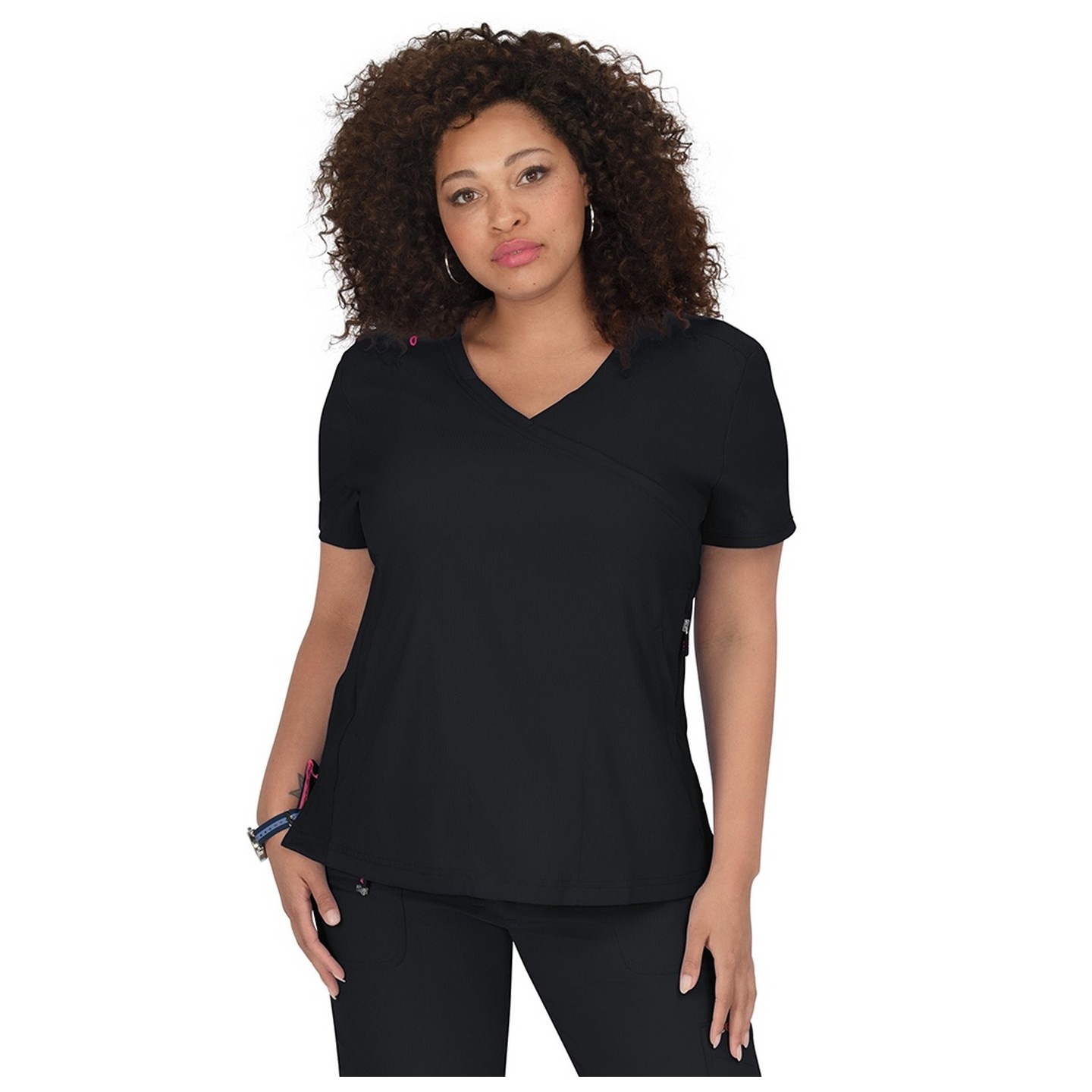316 Koi Lite™ Scrubs Philosophy Mock Wrap Side Zipper Top