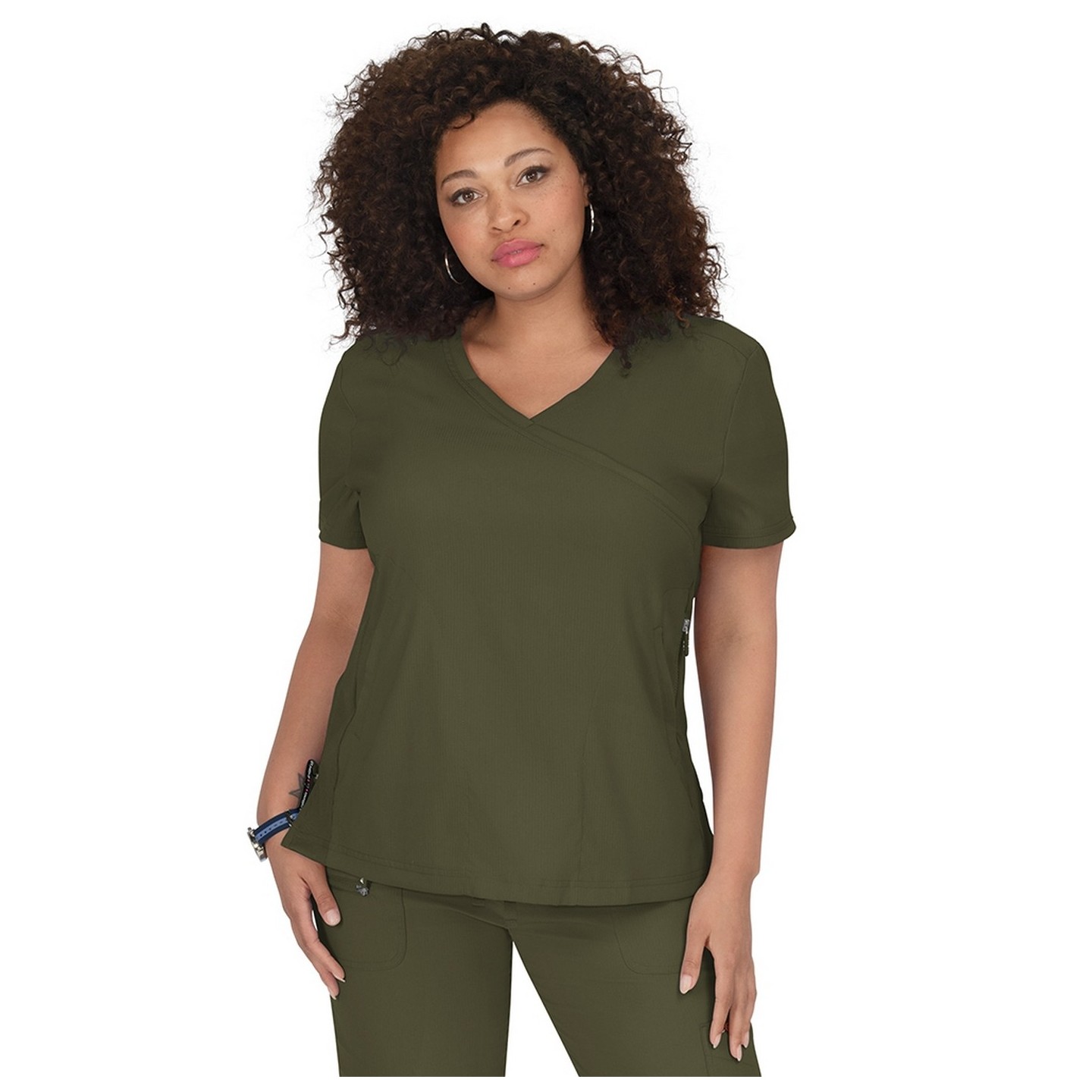 316 Koi Lite™ Scrubs Philosophy Mock Wrap Side Zipper Top