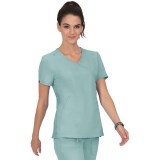 316 Koi Lite™ Scrubs Philosophy Mock Wrap Side Zipper Top