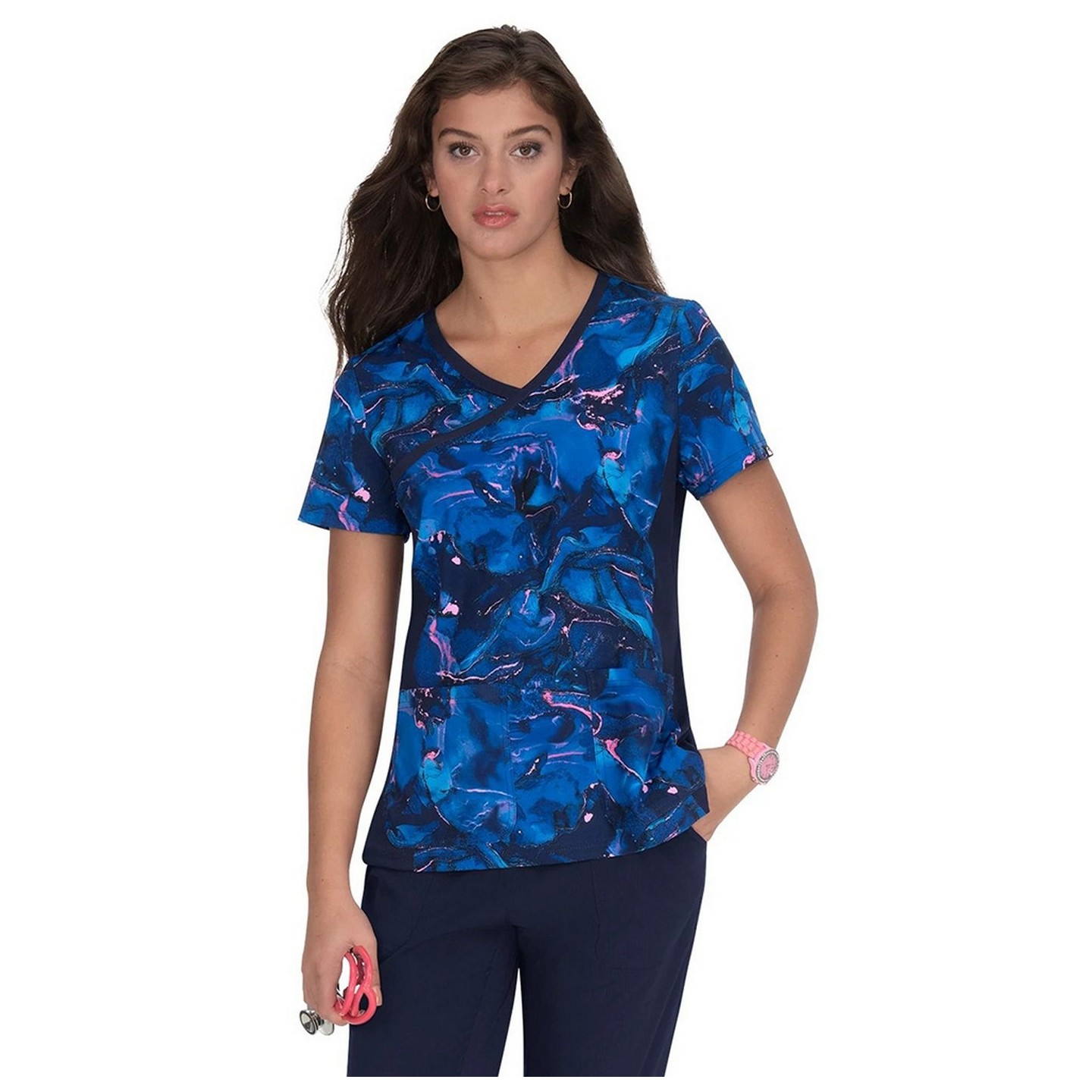 385PR koi Raquel Print Top - Marbulous Pinks