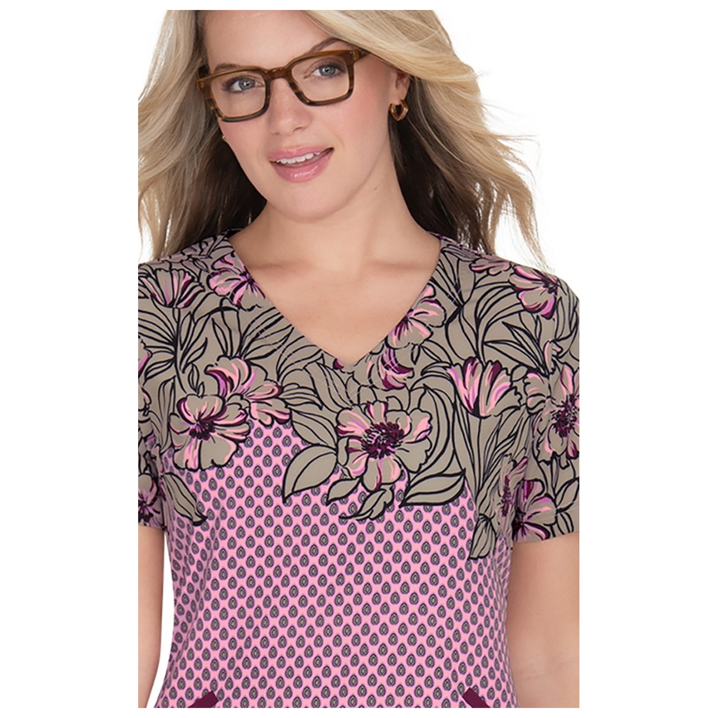  1089PR koi Stretch Haut Brianne Imprimer - Antique Camellia