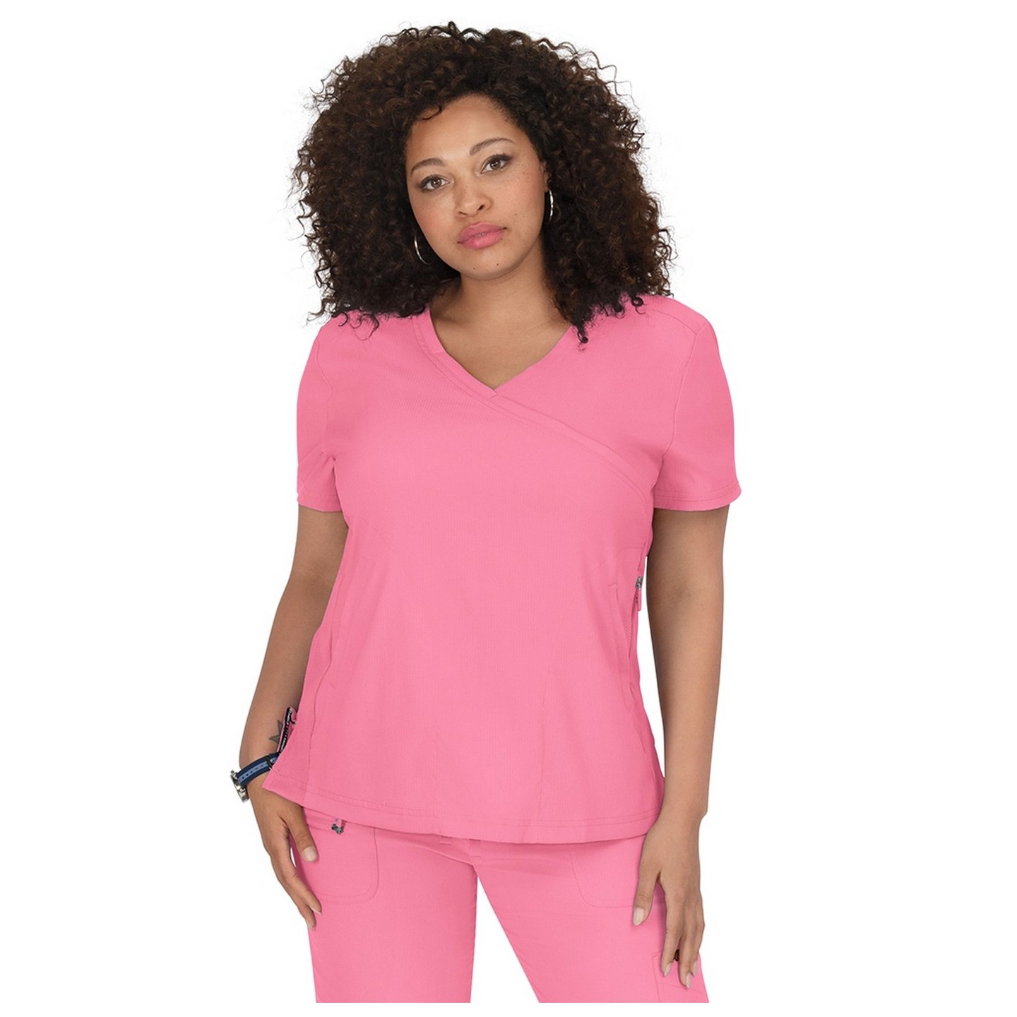 316 Koi Lite™ Scrubs Philosophy Mock Wrap Side Zipper Top