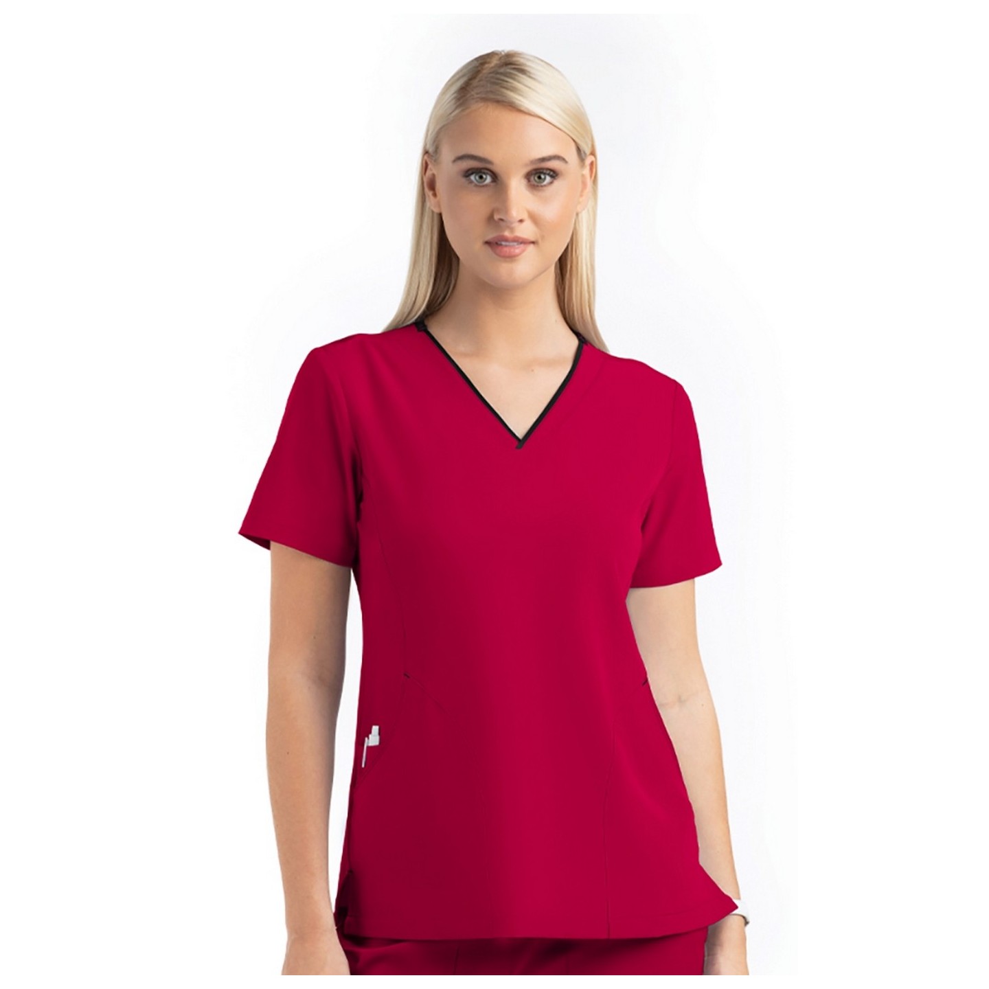 4510 [Matrix Impulse] Haut à col en V courbé contrasté pour femme