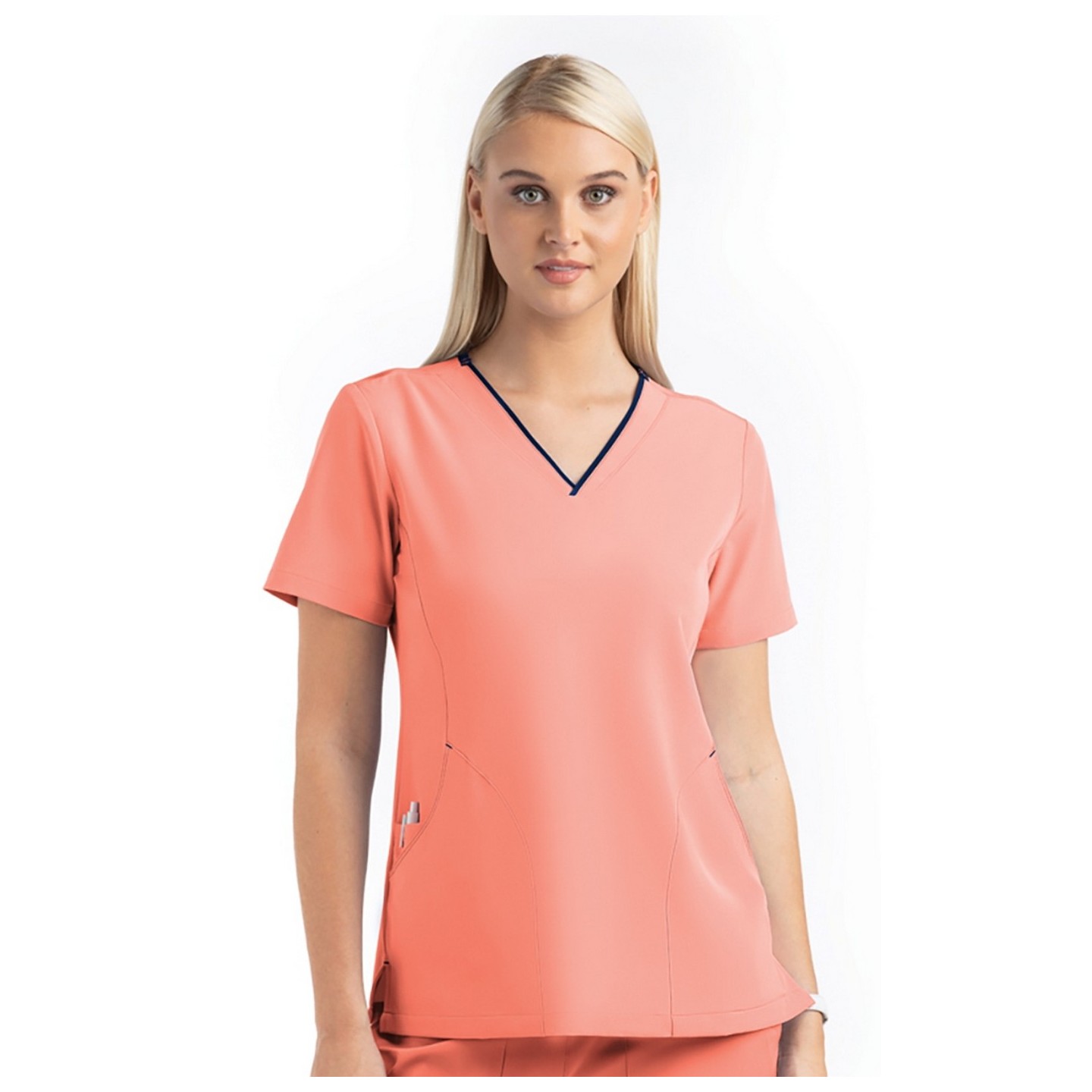 4510 [Matrix Impulse] Haut à col en V courbé contrasté pour femme