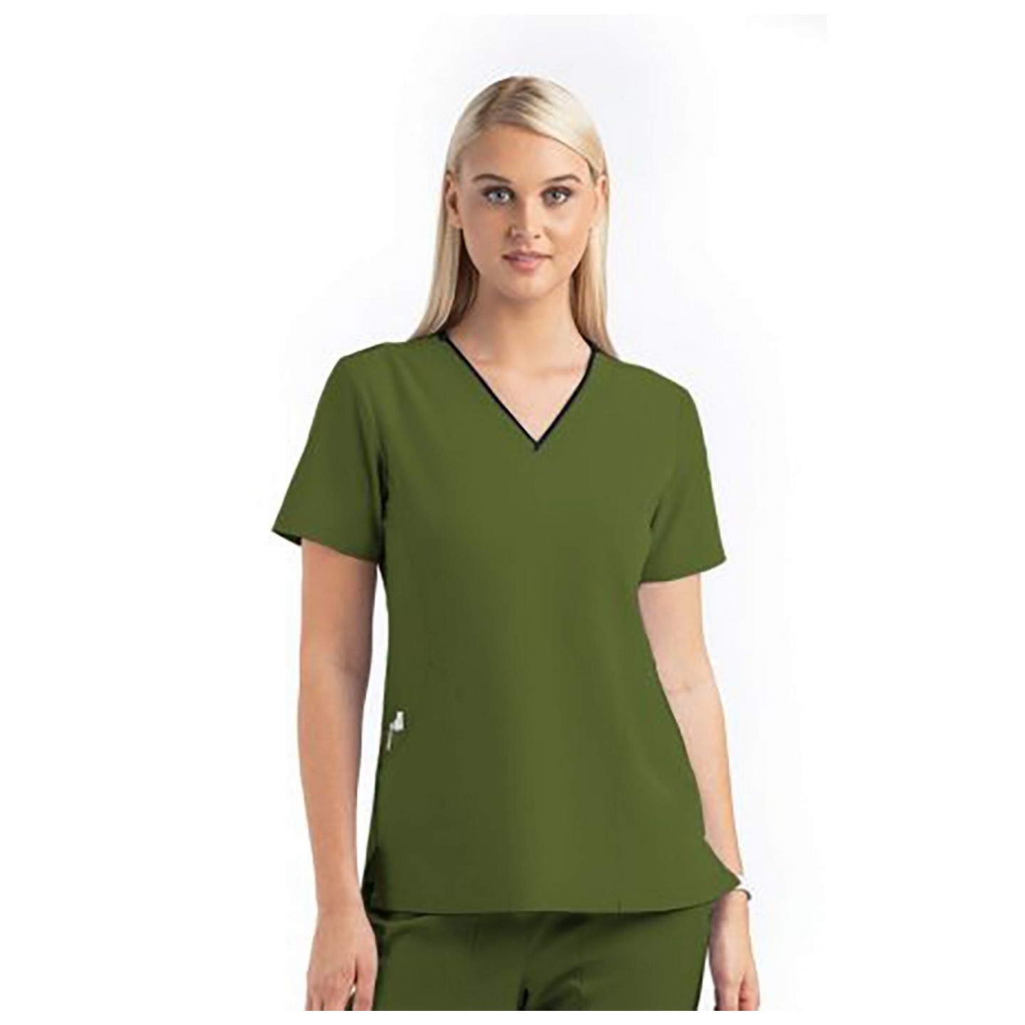 4510 [Matrix Impulse] Haut à col en V courbé contrasté pour femme