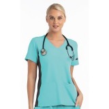 4520 [Matrix Impulse] Women's Knitted Panel Mock Wrap Top