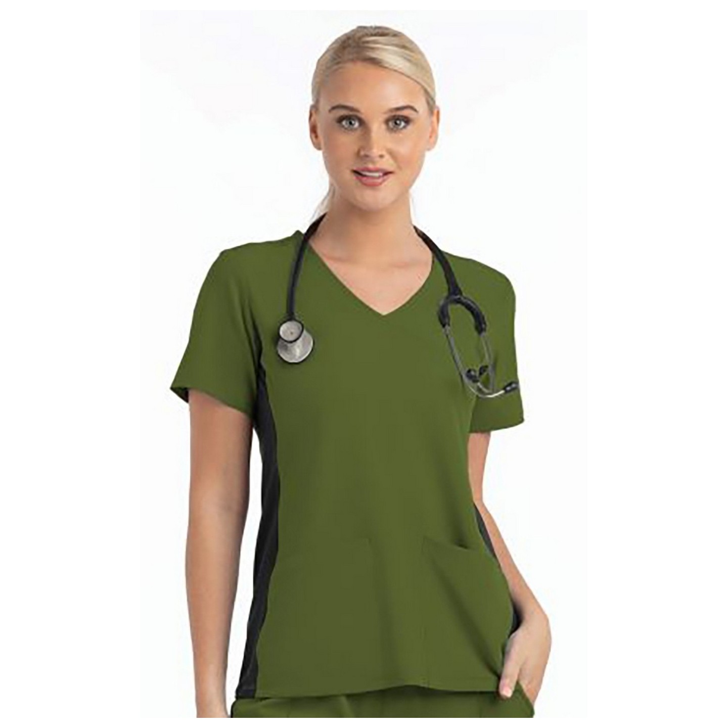 4520 [Matrix Impulse] Women's Knitted Panel Mock Wrap Top