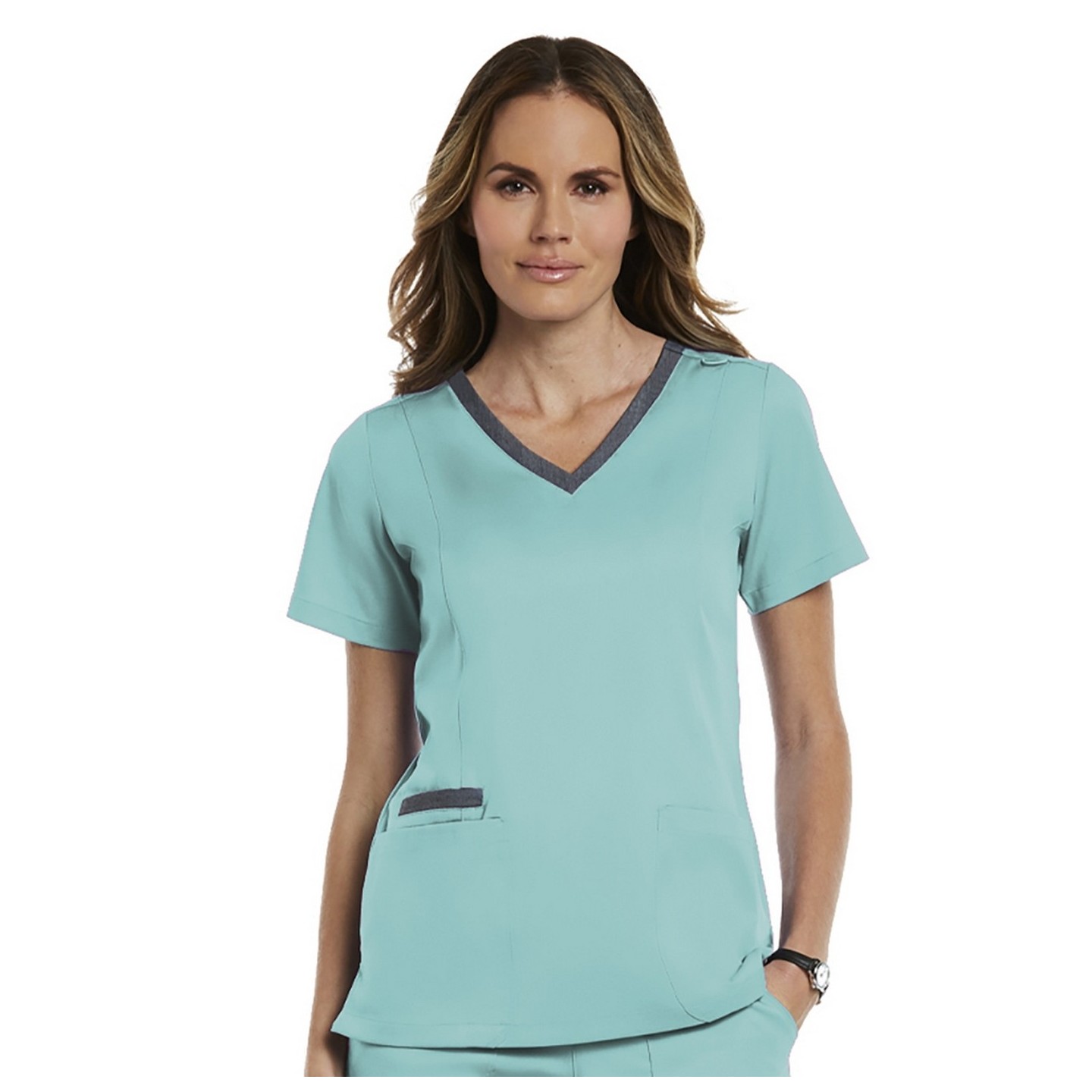 3502 Matrix Both Side Contrast V-Neck Top - Maevn