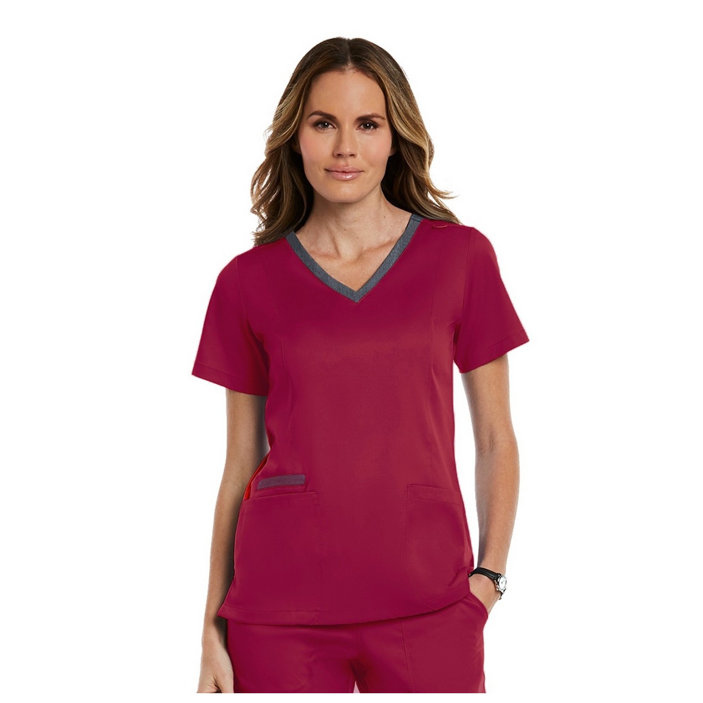 3502 Matrix Both Side Contrast V-Neck Top - Maevn