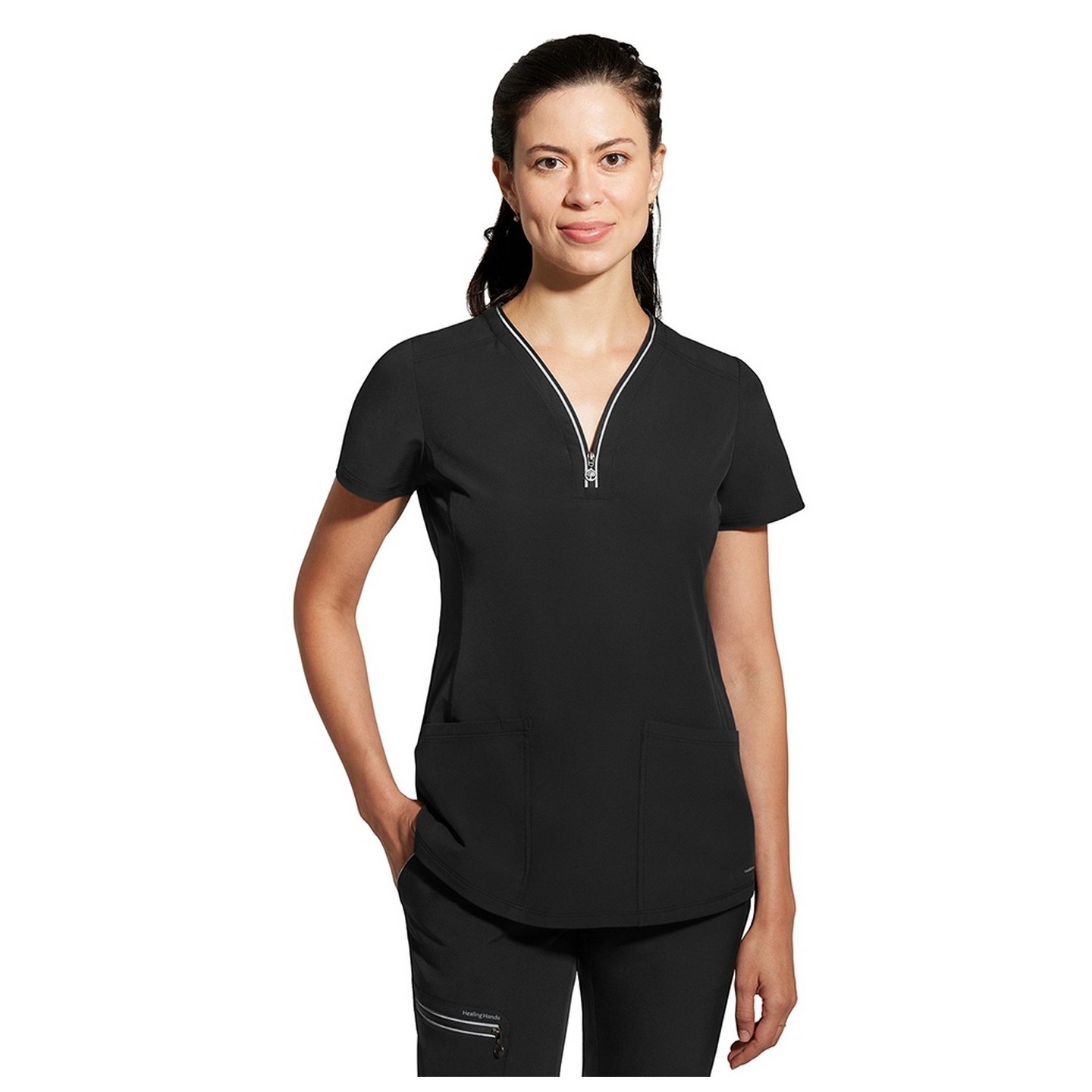 2274 Healing Hands HH360 Sonia Reflective Y-Neck Zip Top 